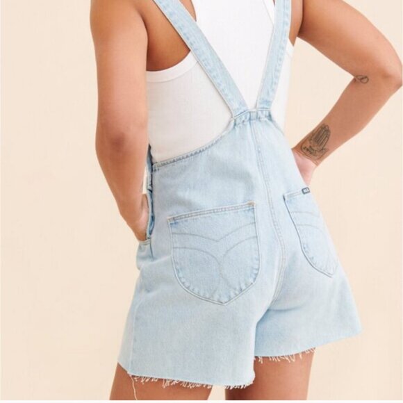 ROLLA'S Light Blue Denim Jean Organic Mirage High Rise Short Overalls Shortalls - Picture 2 of 11